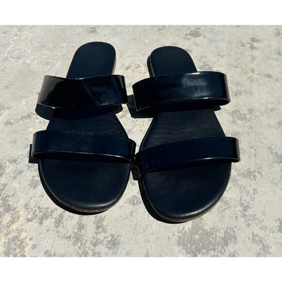 Lauren Conrad Black Strap Sandals Women size 10 Slides Flats - Picture 4 of 5